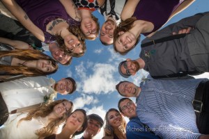 bridal party from underneath